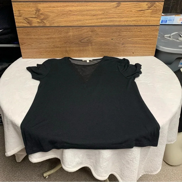 Express one eleven black top size small deep mesh v front and back - Picture 8 of 9